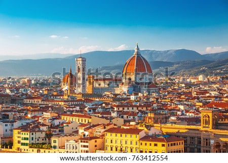 Stok fotoğraf: Beautiful View On Hart Of Amazing Florence City And The Cathedra