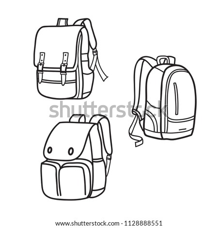 Stockfoto: Sketch Of A Rucksack Backpack Isolated On White Background Vector Illustration Of A Sketch Style