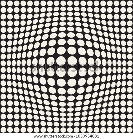 Stockfoto: Halftone Bloat Effect Optical Illusion Abstract Geometric Background Design Vector Seamless Black