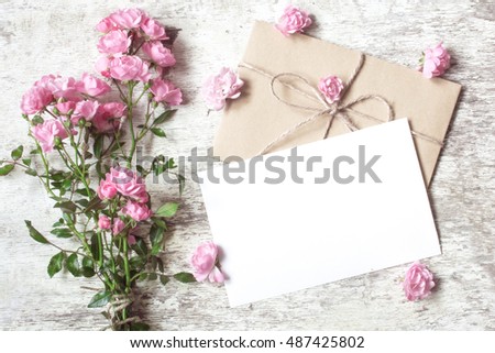 Stock foto: Old Postcard For Congratulation With Bunch Of Flowers On Abstrac