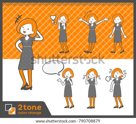 Stock photo: 2tone Type Bob Hair Dress Womanset 03