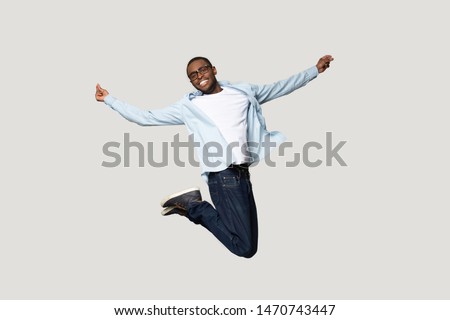 Stockfoto: Full Length Photo Of Handsome African American Guy Wearing Sweat
