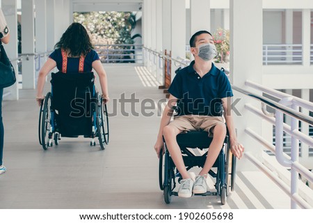 Stock photo: Young Asian Boy Wearing Protective Mask Against The Corona Virus Covid 19 Brown Man Wearing Surgical