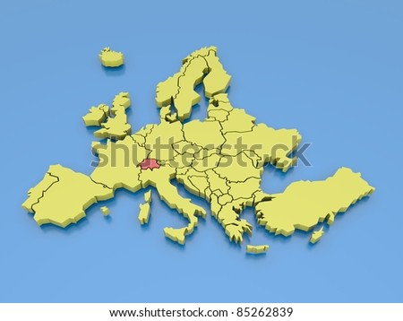 Stockfoto: 3d Rendering Of A Map Of Europe - Swiss