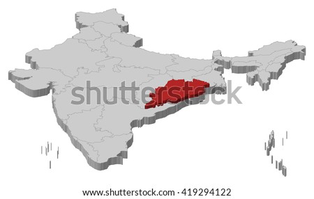 Map Of India Orissa Highlighted Foto stock © Schwabenblitz
