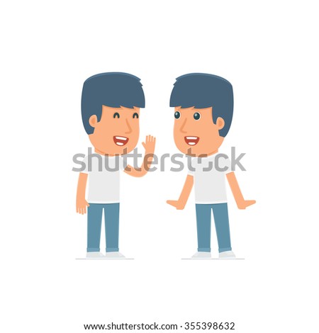 Foto stock: Cunning Character Activist Gossiping And Telling Secret To His F