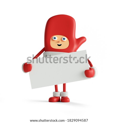 Foto stock: Santa Elf Holding Banner Blank Christmas Helper And White Blank