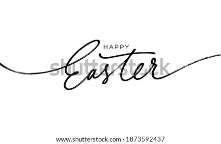 Foto stock: Happy Easter Handwritten Calligraphy Lettering Text For Greeting Card