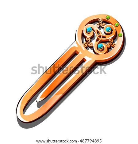 Golden Hair Pin Isolated On A White Background Vector Illustration Foto stock © lady-luck