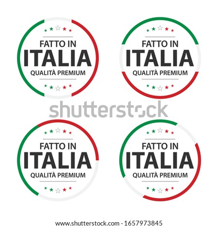 Zdjęcia stock: Set Of Four Italian Icons Made In Italy Premium Quality Stickers And Symbols Simple Vector Illust