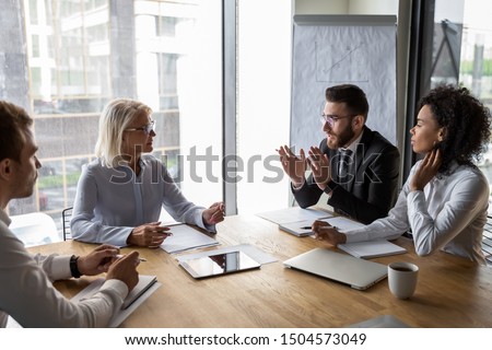 Stock foto: Group Of Business People Consult Idea Working New Startup Proje