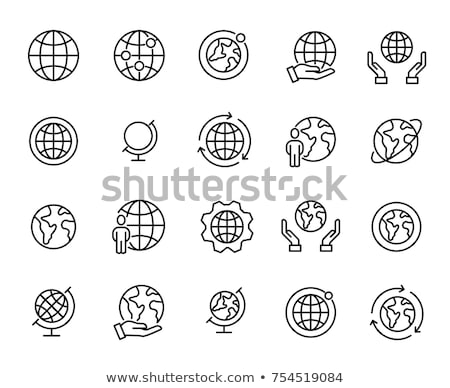 Сток-фото: Planet Earth Globe Icon Outline Illustration