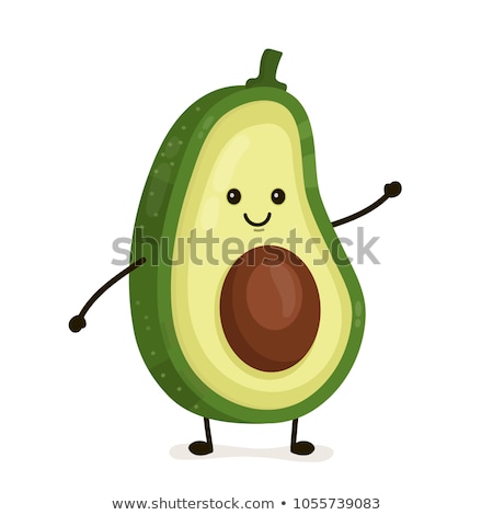 Сток-фото: Happy Avocado Cartoon Flat Kawaii