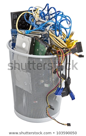 Zdjęcia stock: Electronic Scrap In Trash Can