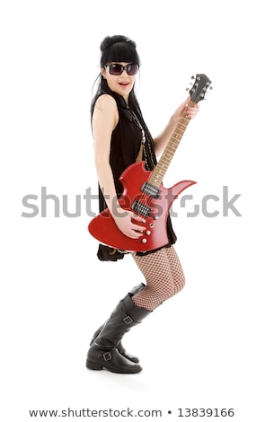 Foto d'archivio: Hot Rock And Roll Woman With Electric Guitar