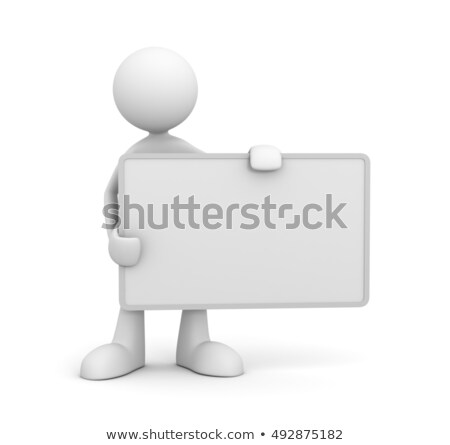 Stock photo: Men With Empty Board Isolated 3d Image