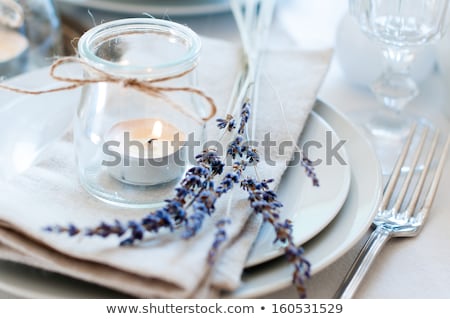 Foto stock: Wedding Flowers - Tables Set For Fine Dining