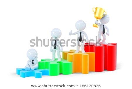 Сток-фото: Group Of Business People Standing On Graph Business Concept Isolated Contains Clipping Path
