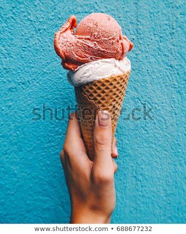 Stok fotoğraf: Ice Cream Cone And Fruits