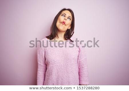 Stock fotó: Funny Brunette Making Faces