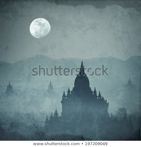 Сток-фото: Amazing Castle Silhouette Under Moon At Mysterious Night