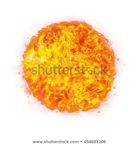 Stock fotó: Fiery Ball On White