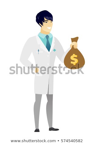 Stockfoto: Young Asian Doctor Holding A Money Bag