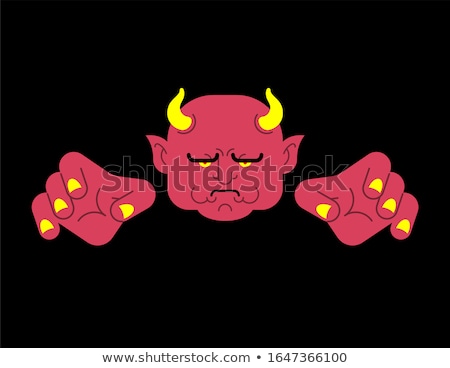 Stock photo: Red Devil Face Heck Portrait Satan Head Demon Of Underworld