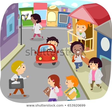 Stock foto: Stickman Kids Physics Buildings Illustration