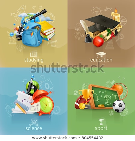 Stock fotó: Back To School Posters Set Vector Illustration