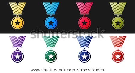 Foto d'archivio: Metallic Medals With Ribbons Decoration Vector