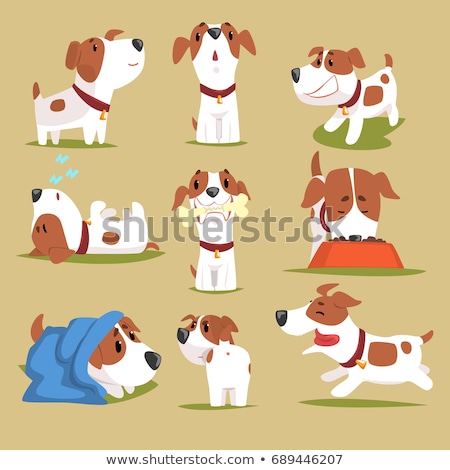 Сток-фото: Brown Puppy On Walk Colorful Vector Illustration