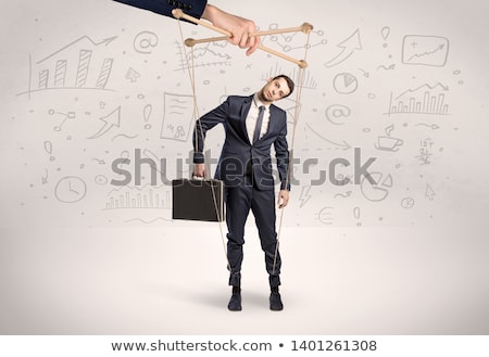 Zdjęcia stock: Puppet Employee With Documents And Staffs Around