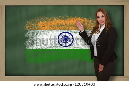 Teacher Showing Flag Ofindia On Blackboard For Presentation Mark [[stock_photo]] © vepar5