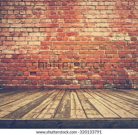 Foto stock: Retro Grunge Texture Background With Wooden Floor Platform Foreg