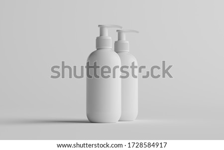 Stock photo: Plastic Clean White Bottle With Dispenser Pump Shower Gel Liquid Soap Lotion Cream Shampoo Bat