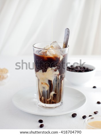 Stock photo: Ice Coffee With Condensed Milk Traditional Vietnamese Thai Coffee With Coffee Beans