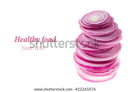 Сток-фото: Pyramid From Slices Of Pink Onion Frame With Copy Space Concept Art Food Background