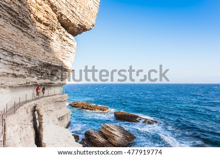 Сток-фото: King Aragon Stairs Steps In Bonifacio Cliff Coast Rocks Corsic