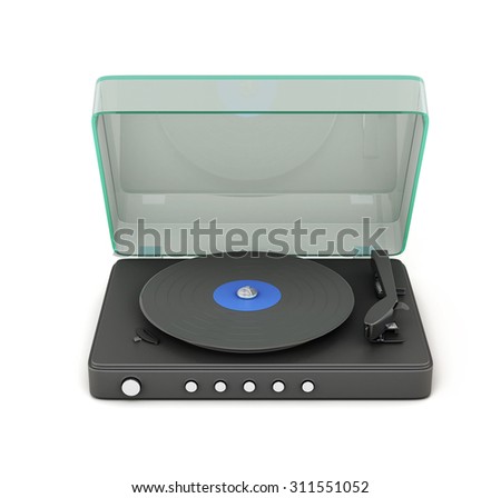 Foto d'archivio: Vintage Turntable With Open Lid