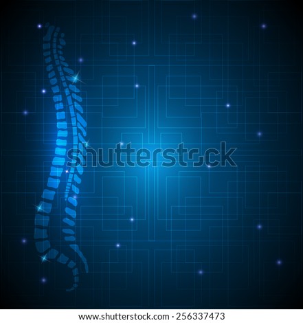 Stock photo: Human Vertebral Column Abstract Blue Background With Light Lines