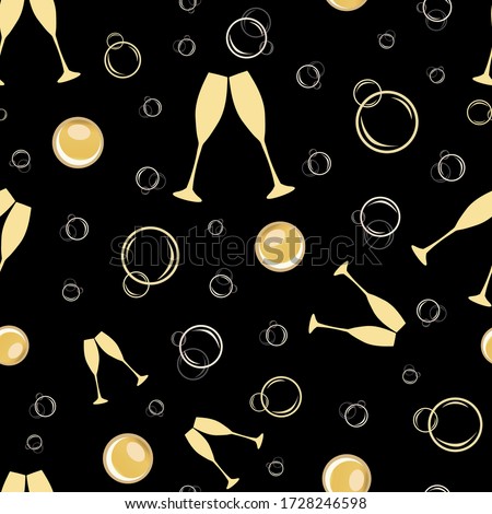 Foto d'archivio: Glass Of Champagne Seamless Pattern Alcohol In Glass Background