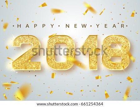 Foto stock: Vector Happy New Year 2018 Illustration On Shiny Colorful Background With Typography Design Eps 10