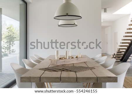 Stockfoto: Room With Table And Ceiling Lamp