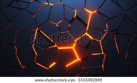 Stockfoto: Dark Polygonal Background With Cracks And Light - Abstract Trian