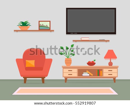 Stockfoto: Abstract Shelves For Books Decor Vector Modern Design Flat Sty