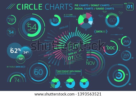 [[stock_photo]]: Circle Charts Pie Charts Radial Charts And Gauge Charts Infographic Elements