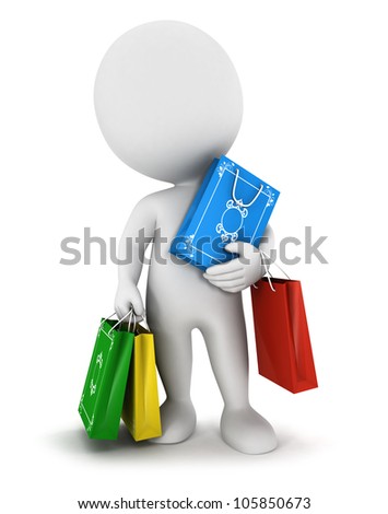 Man And Shopping Cart On White Background Isolated 3d Illustrat Zdjęcia stock © 3dmask