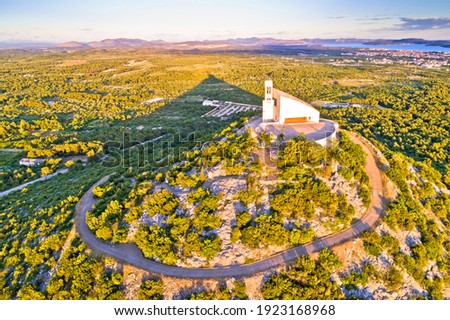 Okit Hill Church Near Town Of Vodice Aerial View Foto stock © xbrchx