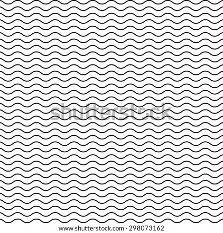 Foto d'archivio: Vector Seamless Black And White Wavy Lines Pattern Abstract Geometric Background